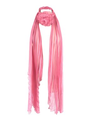 Valentino Garavani Pink Sheer Silk Pleated Rose Scarf