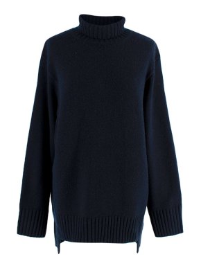 Joseph Navy Roll Neck Cashmere Jumper