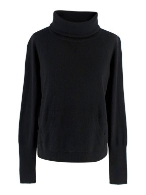Veronica Beard Black Roll Neck Front Pocket Cashmere Jumper