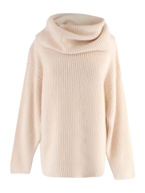 Joseph Cream Ribbed Cashmere Knit Roll Neck Jumper