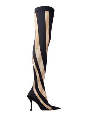 Jimmy Choo x Mugler Mesh Over The Knee Sock Boots