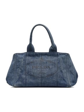 Prada Canapa Logo Denim Tote Bag