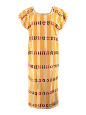 Pippa Holt Yellow Embroidered Cotton Midi Dress