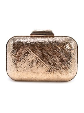 Jimmy Choo Gold Textured Metal Chain Clutch Bag
