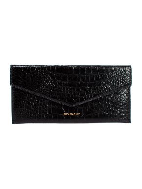 Givenchy VIP Gift Crocodile Embossed Black Leather Clutch