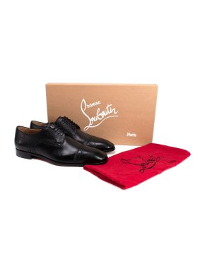 Christian Louboutin Black Leather Brogue Oxfords
