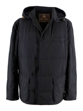 Loro Piana Black Cashmere Lined Hooded Down Jacket