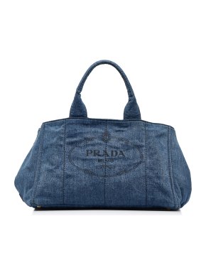 Prada Canapa Logo Denim Tote Bag