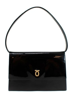 Launer Black Patent Top Handle Bag