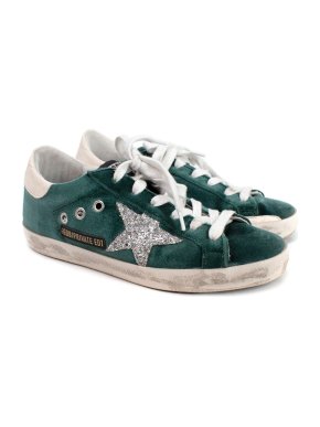 Golden Goose Superstar Emerald Velvet Sneakers