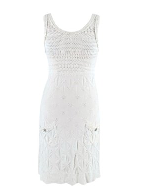 Chanel White Stretch knit Sleeveless Dress