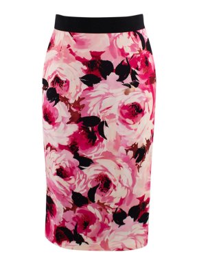 Dolce & Gabbana Pink Floral Print Pencil Skirt