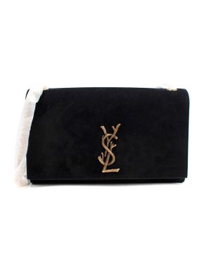 Saint Laurent Suede & Leather Branch Monogram Kate Bag