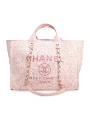 Chanel Pink Tweed Deauville Tote Bag