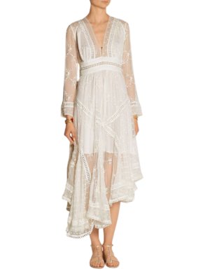 Zimmermann Admire Cherry asymmetric embroidered silk-georgette dress