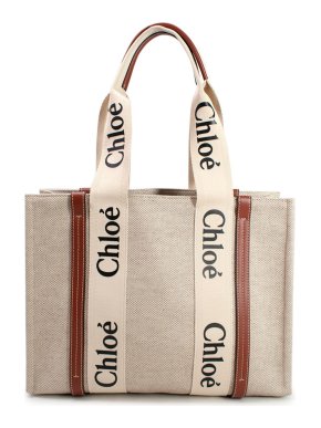 Chloe Woody Canvas and leather tote bag