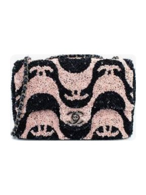 Chanel Navy and Pink Sequin Embroidered Bag