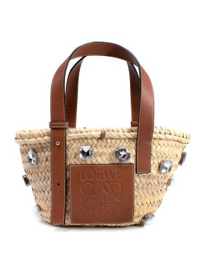 Loewe Raffia Small Stones Basket Tote Bag