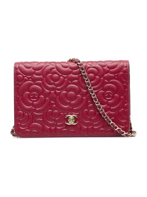 Chanel Caviar Camellia Quilted Wallet On Chain