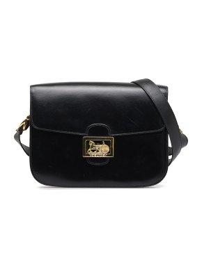 Celine Black Leather Carriage Crossbody Bag