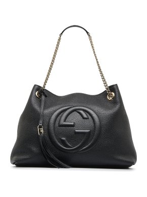 Gucci Black Leather Soho Chain Tote Bag