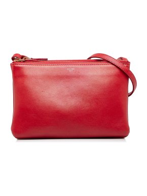 Celine Red Leather Small Trio Crossbody Bag