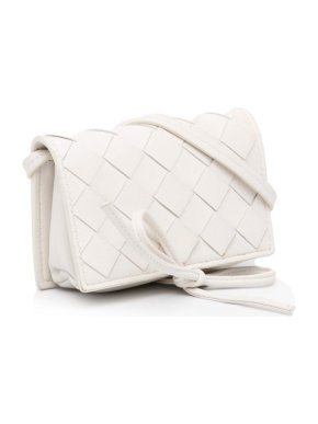 Bottega Veneta White Mini Intrecciato Crossbody Bag