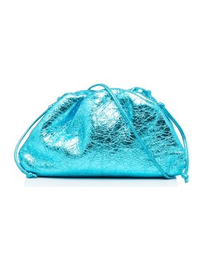 Bottega Veneta Blue Metallic The Mini Pouch