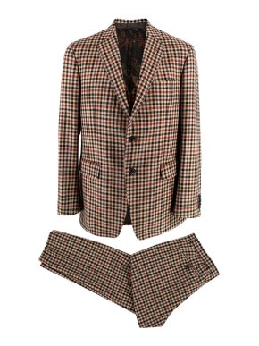 Etro Brown Gingham Wool 3-piece Suit