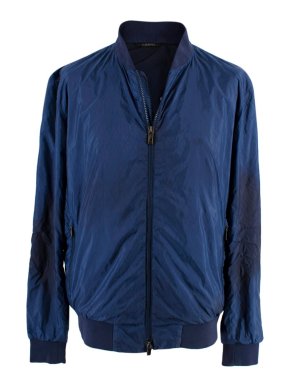 Z Zegna Blue Nylon Zip Jacket