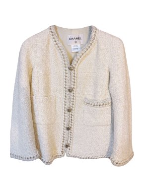 Chanel Ivory Boucle Tweed Classic Jacket
