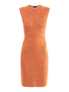 Alexander McQueen Orange Stretch Dragonfly Knit Midi Dress