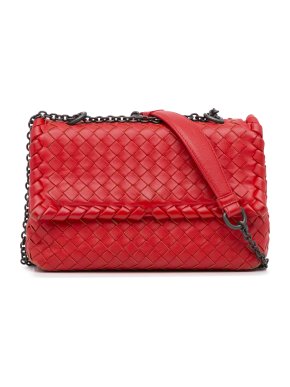 Bottega Veneta Red Intrecciato Leather Olimpia Bag