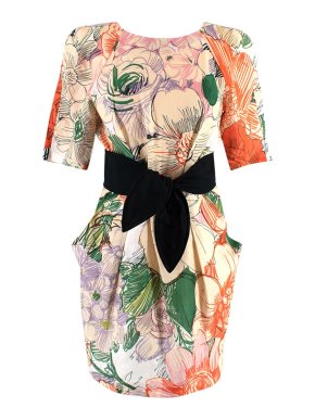 Stella McCartney Floral Linen Belted Mini Dress