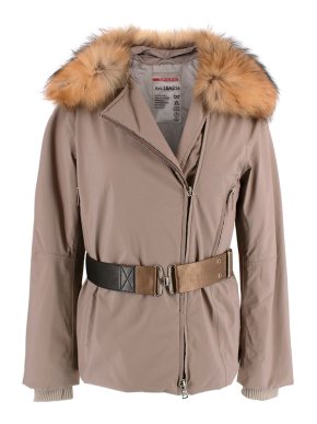 Prada Raccoon Fur Trimmed Belted Coat