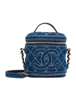 Chanel CC Quilted Denim Vanity Bag