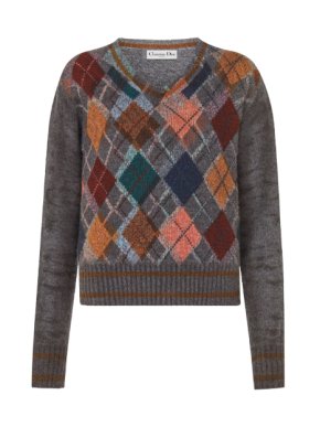 Dior Tie-dye Cashmere Argyle Jumper