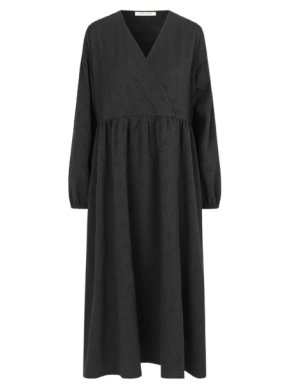 Samsoe Samsoe black flower jacquard Jolie dress