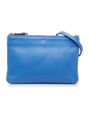 Celine Small Blue Leather Trio Crossbody Bag