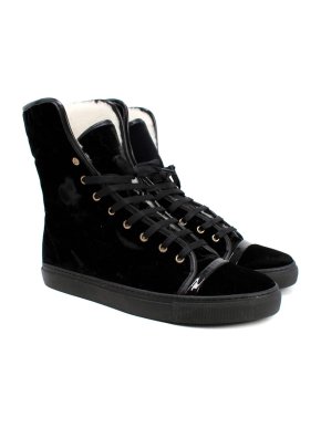 Lanvin Velvet Wool Lined High Top Sneakers