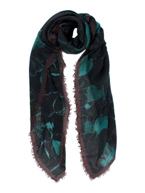 Lanvin Green Contrast Edge Cashmere/Silk Scarf
