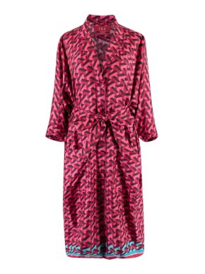 F.R.S Pink & Blue Printed Silk Shirt Dress