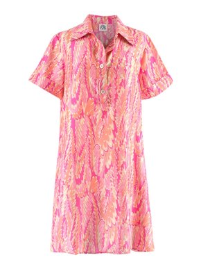 Attic and Barn Pink Printed Silk Shirt Dress