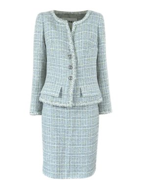 Chanel Pastel Blue Lesage Tweed Skirt Suit