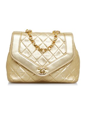 Chanel Gold Vintage CC Matelasse Lambskin Flap Bag