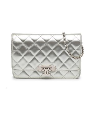 Chanel Patent Quilted Golden Class Double CC Wallet on Chain