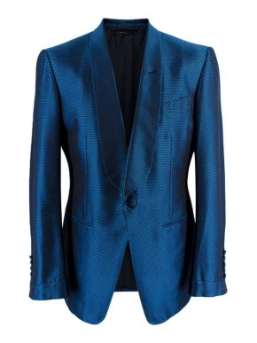 Tom Ford Navy & Black Textured Silk Blend Blazer
