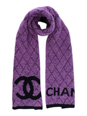 Chanel Purple & Black Cashmere-blend Scarf