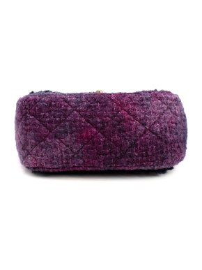 Chanel Shearling & Tweed Purple Classic Mini Flap Bag