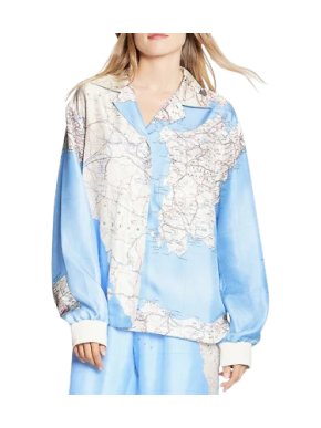 Louis Vuitton Map Print Silk Shirt